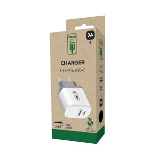 Chargeur 220 v to 1 x USB-A et 1 x USB-C